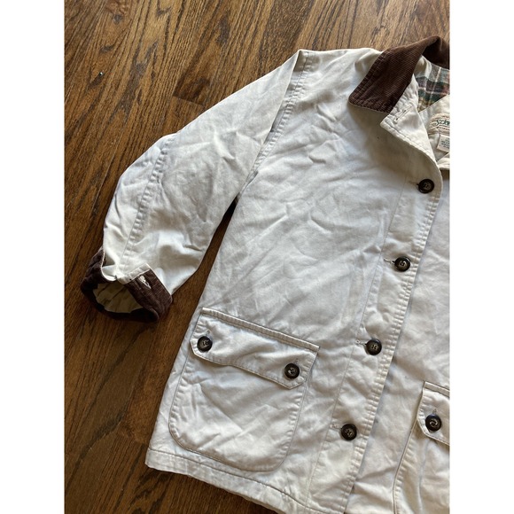 VTG St Johns Bay Chore Jacket Mens Large Beige Flannel Lined Corduroy Collar - Picture 2 of 10